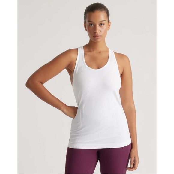 Quince Tops - NWT Quince Seamless Ruched Tank Top White Stretch Active Racerback Sz XS